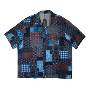 LucMatton Shirt Mens XXXL Traditional Pattern Cotton Short Sleeve Button Up